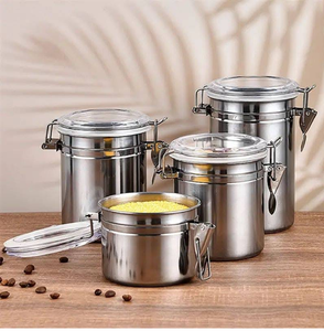 Metcraft BCSF79 Brass Copper Steel Food <b>Canister</b> Moisture-Proof Freshness Preservation Flip Top Lid Classic Design Shape - Product Image 2