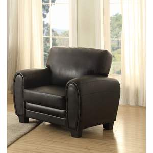 Modern <b>Retro</b> Styling 1pc Black Faux Leather Cover Living Room <b>Chair</b> Modern Home Furniture - Product Image 3