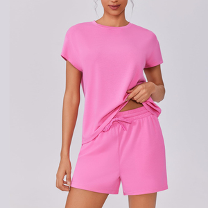 Women Crew Neck <b>Sets</b> Summer Solid Breathable Short Sleeve Shorts <b>Set</b> Two Pieces <b>Set</b> Daily Streetwear Outfits Women's <b>Sets</b> - Product Image 3