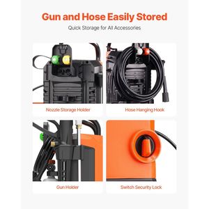 Nettoyeur haute pression électrique haute puissance, 2700 PSI max, 1,8 GPM, machine de nettoyage avec 4 buses à connexion rapide pour diverses tâches - Product Image 6