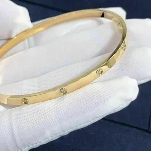 2CTW Round Moissanite Bridal <b>Bangle</b> <b>Bracelet</b> Sterling Silver 14K Yellow Gold Plated 7" Tishya Diamond - Product Image 3