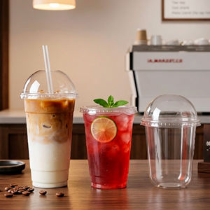Premium Disposable PP Single Wall Round <b>Cups</b> 16/20/24oz with 95mm Lid Transparent <b>Plastic</b> <b>Cup</b> for Beverages Juice Smoothie Boba - Product Image 1