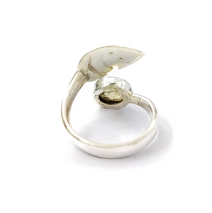 Natural Moonstone <b>Adjustable</b> Leaf <b>Ring</b> Handmade 925 <b>Sterling</b> <b>Silver</b> Gemstone Jewelry for Women - Product Image 4