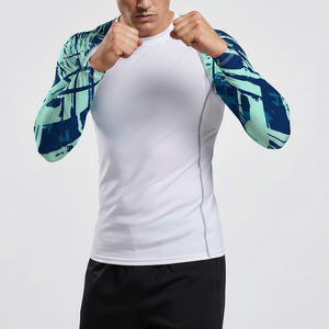 <b>Men</b> Long Sleeve Rash Guard <b>Compression</b> <b>Shirt</b> Quick Dry Breathable MMA Fight Top Custom Logo - Product Image 4
