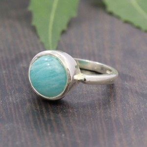 Anillo de Amazonita Natural en Plata de Ley 925, Joyería Artesanal con Piedras Preciosas, Anillo Estilo Boho - Product Image 3