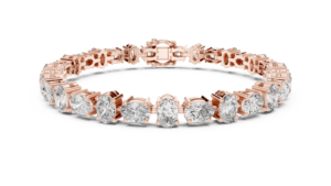 Pulsera de tenis de lujo con diamantes cultivados en laboratorio de corte oval único, chapada en rodio, con piedras laterales de corte oval de 7.7 quilates, en oro rosa de 18 quilates. - Product Image 4