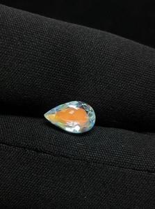 Piedra lunar arcoíris fuego naranja, corte pera, gema natural transparente con corte pera. - Product Image 2