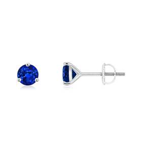 Natural Round Cut Blue Sapphire <b>Stud</b> <b>Earrings</b> in 14kt Yellow Gold September Birthstone Solitaire Women Prong Jewelry - Product Image 1
