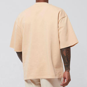 T-shirt décontracté surdimensionné en molleton de coton respirant et écologique de 120 grammes pour homme, épaules tombantes, haute qualité, vente en gros, personnalisable - Product Image 3