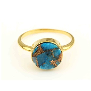 Cobre azul turquesa piedra preciosa eternidad Vermeil anillo personalizado plata esterlina boda joyería para mujeres fabricación bisel boda - Product Image 2