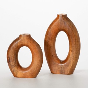 Jarrones Decorativos de Madera de Mango Tallados a Mano al por Mayor |   Decoración Artesanal Marrón Natural - Product Image 4