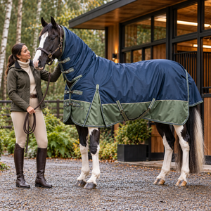 Manta de Invierno Premium para Caballo, 1200D Ripstop, con Aislamiento de Polifibra de 300g, Cuello Ajustable, Correas para el Pecho y Bordes Reflectantes - Product Image 3