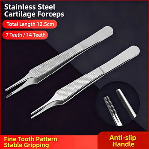 Pinzas de Precisión Manuales de Acero Inoxidable para Rinoplastia, 12.5cm, con Punta Ancha Serrada para Tejido, para Cartílago Nasal, Uso Clínico - Product Image 4