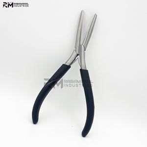 Alicates RMI, producto más popular, de acero inoxidable, con punta plateada y mango negro, punta plana recta. - Product Image 2