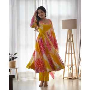 Ensemble de costume Anarkali en organza doux pur DKB -27 ensembles entièrement cousus pour femmes - Product Image 5