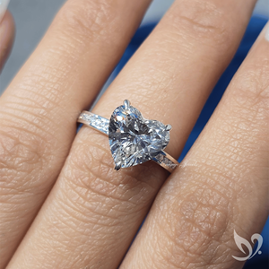 3 carat heart cut lab grown diamond IGI certified 10k white gold slim channel pave band <b>statement</b> <b>ring</b> - Product Image 4