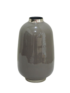 Florero Moderno de Metal Gris con Acabado Brillante, Elegante y Minimalista para Mesa, Hogar, Oficina o Sala de Estar - Product Image 1
