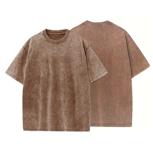 เสื้อยืดโอเวอร์ไซส์คุณภาพสูง สีน้ำตาล คอกลม ไซส์ใหญ่ แขนสั้น สำหรับกิจกรรมกลางแจ้ง ป้องกันแสงแดด ลายฟอกสี สำหรับผู้ใหญ่ - Product Image 3