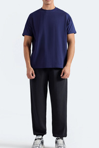 Camiseta Extra Grande Premium para Hombre, Casual, Azul Marino Sólido, Cuello Redondo, Manga Corta, Corte Holgado, 100% Algodón, Transpirable y Ecológica - Product Image 5