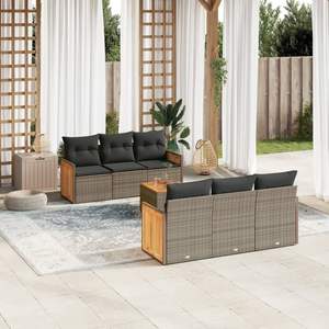 Conjunto de Sofás Modulares Medianos de Ratán PE Gris para Jardín - Product Image 1