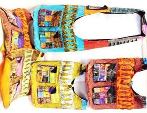 Bolso Tote Casual Unisex, Multicolor, Diseño Hip Hop, Forro de Tela de Algodón, Cubierta con Borde Bordado, Borla y Flor - Product Image 6