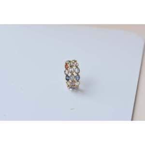 Anillo de Eternidad con Zafiro en Bisel Ovalado de Oro de 18K para Mujer - Product Image 5