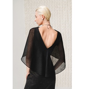Nuevas Blusas Elegantes sin Mangas para Mujer OBSIDIAN FLOW CAPE, Elegantes Camisas de Triacetato Coreano Sedoso de Primera Calidad para Primavera/Verano ODM - Product Image 4