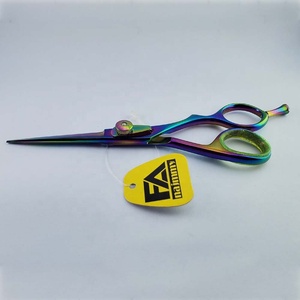 Ciseaux de barbier avec repose-doigts réglable et vis (inserts pour doigts) en acier inoxydable revêtu multicolore avec couleur personnalisée en gros - Product Image 4
