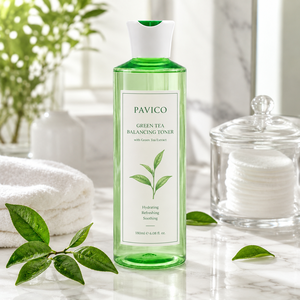 Flacon de toner cosmétique rond en PET plastique 300ml 400ml transparent vert avec bouchon à clapet, emballage pour soins de la peau, usine du Vietnam - Product Image 5
