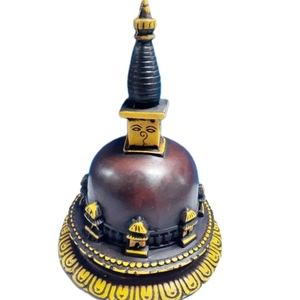 Escultura en miniatura intrincada Stupa artesanal de resina de arte budista de 7 pulgadas - Product Image 6