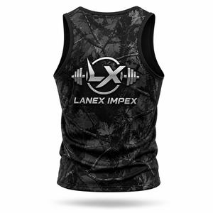 Custom Men's Black Woodland Camo Gym Tank Top Sublimation Fitness <b>Stringer</b> <b>Vest</b> Bodybuilding Sleeveless Workout Sports Apparel - Product Image 3