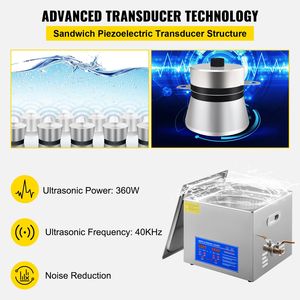 Pulitore a Ultrasuoni Digitale da 15L con Timer e Riscaldatore (40kHz) - Professionale ed Elettrico per Auto (110V) - Product Image 3