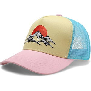 Casquette de baseball en nylon personnalisable avec logo, vente en gros, réglable, sportive, 6 panneaux, broderie promotionnelle, unisexe, style trucker, motif Argyle, respirante - Product Image 1