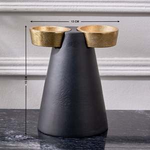 Candelabro Moderno Negro en Forma de Cono con Detalles Dorados, Diseño de Doble Brazo para Decoración del Hogar, Material de Latón Duradero - Product Image 5