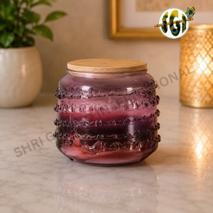 Porte-bougie en verre écologique, pot à bougie rond fait à la main, décoration de table réutilisable, bougie décorative portable pour la maison - Product Image 4