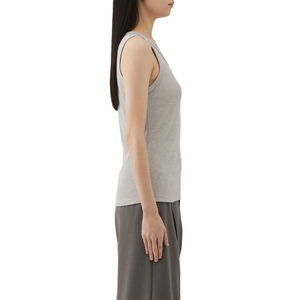 Débardeur sans manches gris pour femme 2026, 100 % coton tricoté, col rond, couleur unie minimaliste, respirant, longueur standard - Product Image 2
