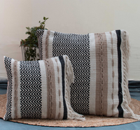 Housse de coussin MORE tissée à la main, style bohème, luxe, 100% coton, 20x20 pouces, motif à franges, pour la décoration de la maison et des hôtels