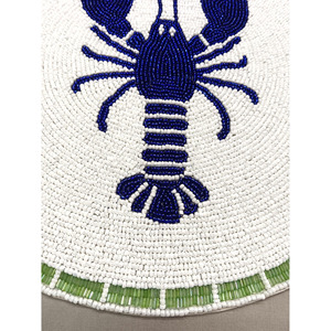 Salvamantel Redondo de Cuentas de Cristal Hecho a Mano con Diseño de Langosta Azul Costera para Comedor Náutico de Verano - Product Image 4