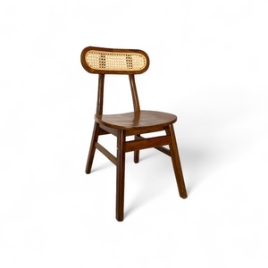 Chaise de salle à manger contemporaine en bois Kacangan courbée, en rotin naturel d'Indonésie, pour la maison, le bureau, la salle à manger, la cuisine - Product Image 2
