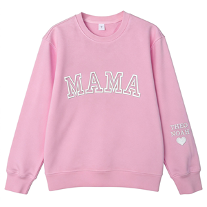 Pull-over personnalisé à manches avec nom pour enfants Sweat-shirt à col ras du cou pour mère Pull-over Maman Maman Nan Grandmother Mama Sweatshirt - Product Image 1