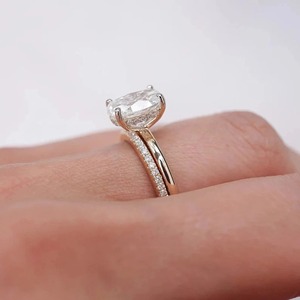 0.45 CT Round Lab Grown <b>Diamond</b> Band Micro French Pave Half Eternity Wedding <b>Ring</b> Minimalist Bridal Matching Band - Product Image 4