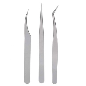 High Quality Custom Private Label Stainless Steel <b>Eyelash</b> Tweezers Kit Durable <b>Reusable</b> Customizable Tip Custom Logo OEM - Product Image 1