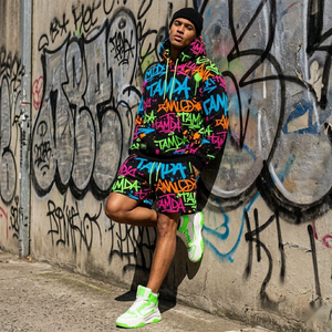Ensemble 2 pièces personnalisé : sweat à capuche oversize et short en molleton – Survêtement en polaire |   Ensemble de survêtement à capuche deux pièces - Product Image 3