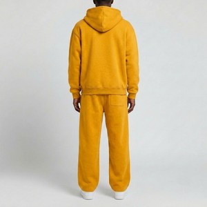 Conjunto Deportivo de Felpa Transpirable Color Amarillo Mostaza, Talla Grande, Sudadera con Cierre Completo, Pantalones Deportivos de Corte Regular, Ropa Casual de Calle para Invierno - Product Image 2