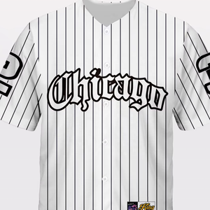 Camiseta Deportiva de Béisbol de Chicago para Hombre, Cuello en V, Rayas, Manga Corta, Transpirable, Poliéster, Corte Regular, para Todas las Temporadas - Product Image 1