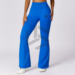 Women's High-Waisted Gym Fitness Scrunch Back <b>Leggings</b> Seamless Yoga Pants with Solid <b>Pattern</b> - Product Image 4