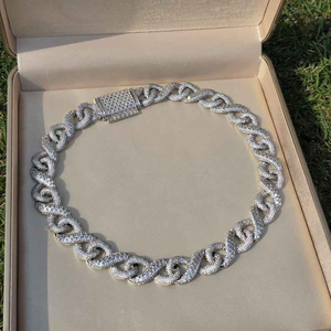 Collar de eslabones cubanos de moissanita de lujo, cadena con incrustaciones de plata 925, joyería hip hop, regalo llamativo para hombres y mujeres, brillo elegante - Product Image 2