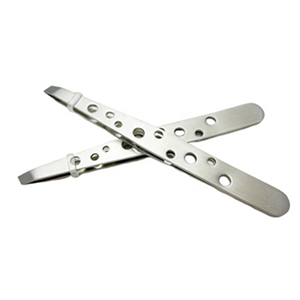 2PCS Silver Stainless Steel Eyebrow Tweezers Set 9 Hole Slanted Tip Professional <b>Makeup</b> Beauty <b>Tools</b> OEM - Product Image 1