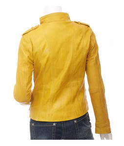 Yellow Winter Genuine Leather Satin Women's Loose Casual Oversized Biker Coats <b>Belt</b> Streetwear Motorcycle Waterproof Windproof - Product Image 2