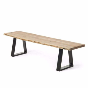 Modern Style <b>Bench</b> Wooden Seat With Black Metal Frame and Wooden Seater for Home and Garden Furniture Decoration - Product Image 2